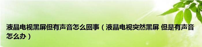 液晶电视突然黑屏修复方法大揭秘（快速解决液晶电视黑屏的实用技巧，让你的家庭娱乐再次亮起来！）  第1张