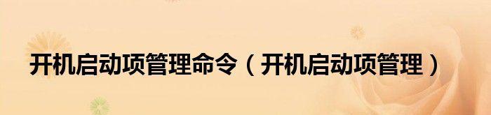 开机启动项命令详解（了解开机启动项命令的作用和使用方法）  第1张